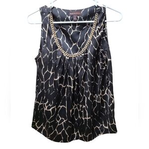 Dana Buchman womens sleeveless black gold blouse with chain medium